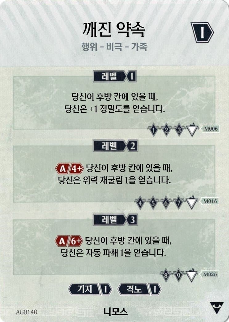 깨진 약속 니모스 카드 앞면